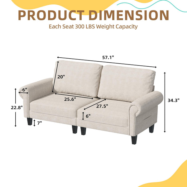 Modular Sectional Loveseat Sofa with Chaise