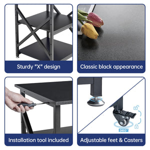 3-Tier Rolling Printer Stand with Adjustable Shelf