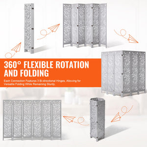 6-Panel Wood Folding Room Divider – 66.9" Tall Privacy Screen