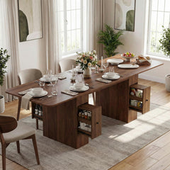 Extendable Dining Table 63–79 Inch with Drawers and Removable Leaf