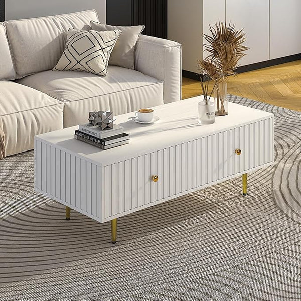 Modern Coffee Table with Storage & 2 Drawers