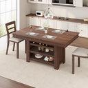 Farmhouse Counter Height Dining Table with Wine Rack & Storage