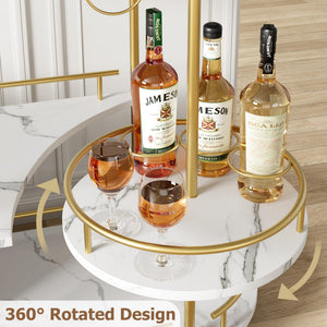 3-Tier Bar Cart with Wine Rack & Glass Holder
