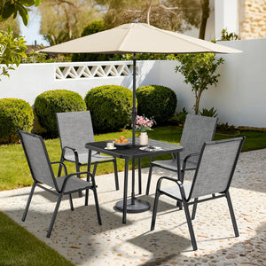 7-Piece Outdoor Patio Dining Set – Steel Slat Table & Textilene Chairs