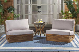 Acacia Wood Outdoor Lounge Chair Set of 2 with Cushions
