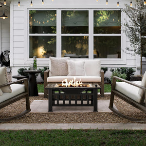 32-Inch Square Outdoor Fire Pit Table with Waterproof Cover