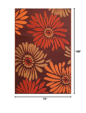 Reversible Outdoor Plastic Rug – Daisy Rust 6' x 9'