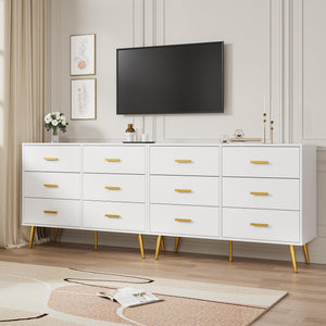 6-Drawer Dresser with Gold Handles | Modern Wooden Chest for Bedroom