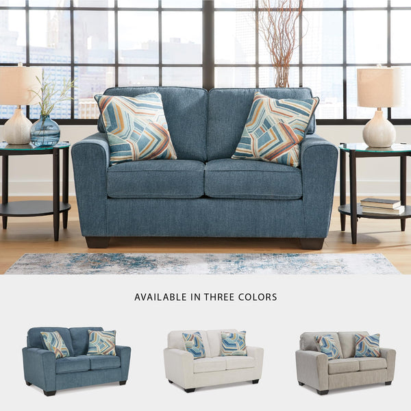 Contemporary Loveseat with Accent Pillows | 63" W Fabric Upholstery