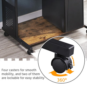 3-Tier Rolling Computer Desk with Keyboard Tray & Printer Shelf