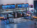 L-Shaped Gaming Desk with LED Display Cabinet