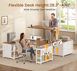 Height Adjustable Standing Desk with Drawers & Power Outlet, 61"