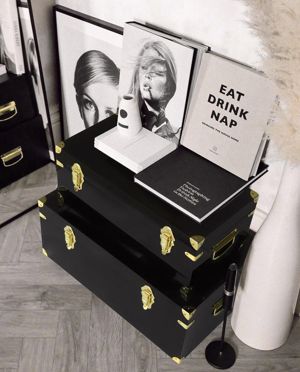Clear Acrylic Storage Chest Set of 2 with Handles & Hasps