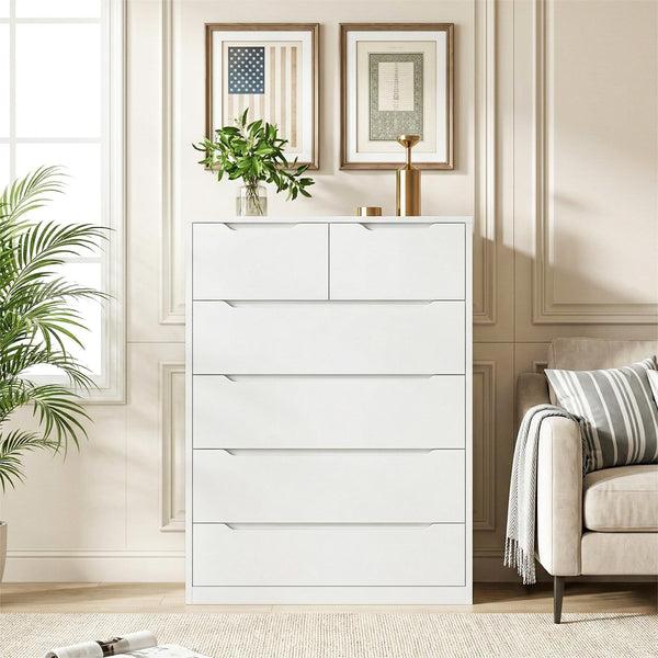 6-Drawer Tall Wooden Dresser – Modern Chest of Drawers for Bedroom