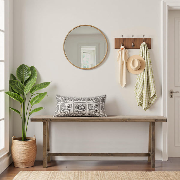 Solid Wood Rustic Farmhouse Entryway Bench