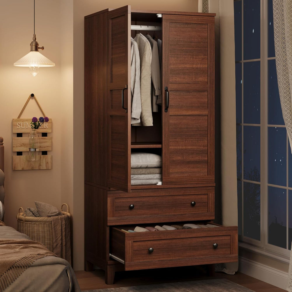 Armoire Wardrobe Cabinet with 2 Doors & 2 Drawers