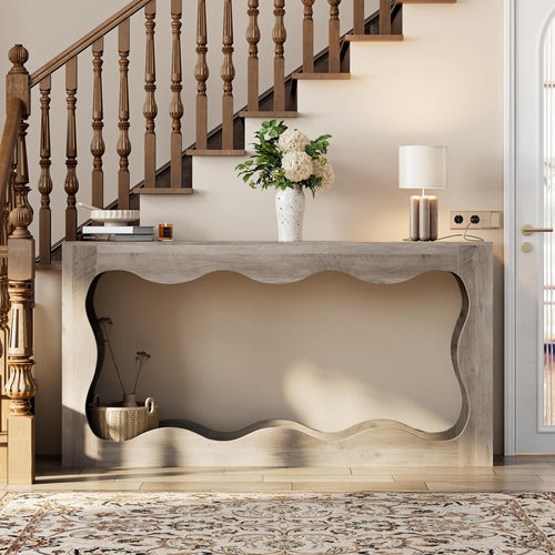 63" Farmhouse Console Table with LED Light
