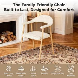 Modern Upholstered Dining Chairs Set of 2 with Curved Backrest