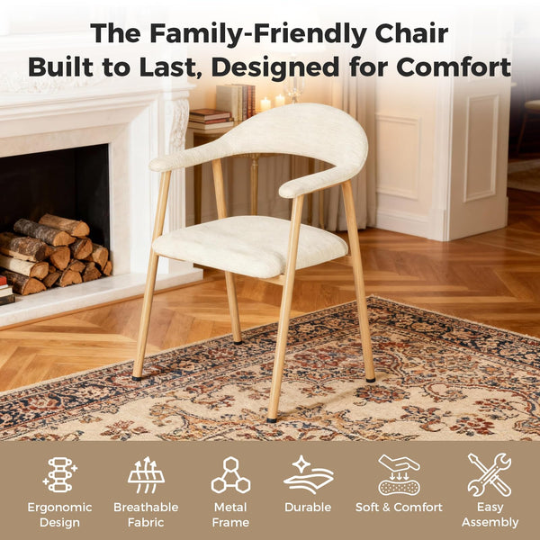 Modern Upholstered Dining Chairs Set of 2 with Curved Backrest