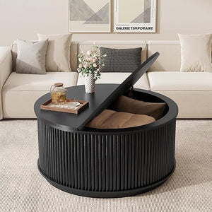 Fluted Lift Top Coffee Table with Hidden Storage