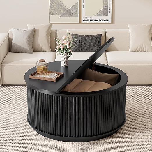 Fluted Lift Top Coffee Table with Hidden Storage