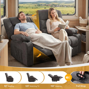 Fabric Reclining Sofa Set with Cup Holders & Side Pocket