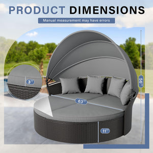 Outdoor Round Daybed with Retractable Canopy
