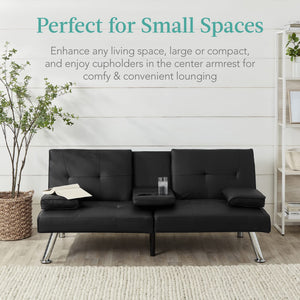 Convertible Futon Sofa Bed with Removable Armrests