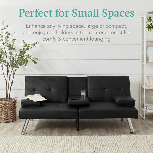 Convertible Futon Sofa Bed with Removable Armrests