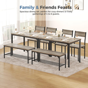 Dining Table Set for 4 with Bench – Kitchen Table & Chairs Set