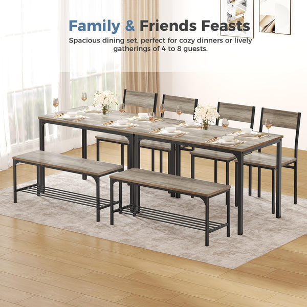 Dining Table Set for 4 with Bench – Kitchen Table & Chairs Set