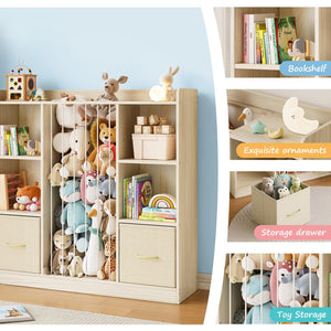 Kids Toy Storage Organizer — 6-Cube Shelf with Drawers & Stuffed Animal Zoo