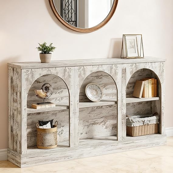 Narrow Entryway Console Table with 3-Tier Storage Shelf