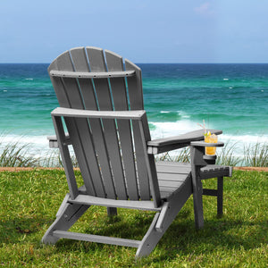 Adjustable Folding Adirondack Chair with Ottoman & Cup Holder