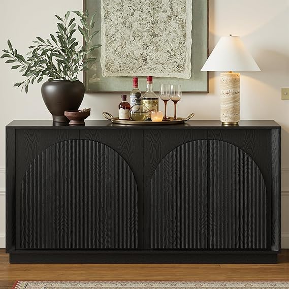 Fluted Sideboard Buffet Cabinet with Storage, 65"
