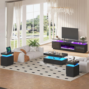 5-Piece Modern Living Room Furniture Set with Electric Fireplace TV Stand