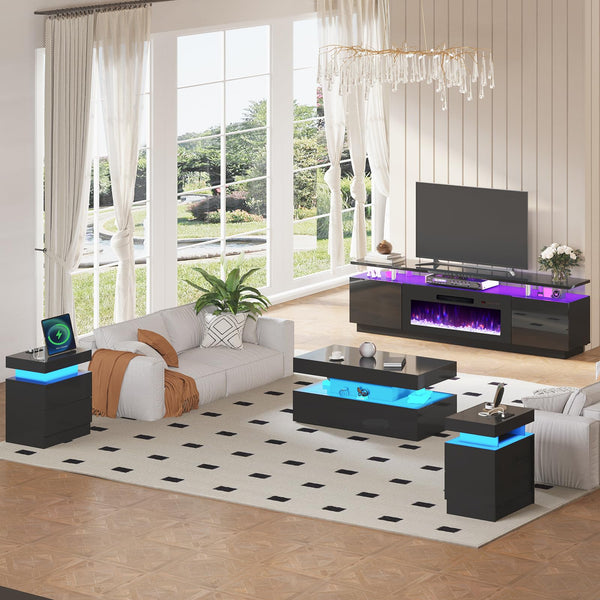 5-Piece Modern Living Room Furniture Set with Electric Fireplace TV Stand