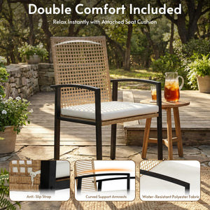7-Piece Outdoor Patio Dining Set for 6 with Wicker Chairs & Cushions