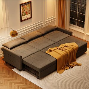 Convertible Sectional Sleeper Sofa with Adjustable Backrest & Ottoman
