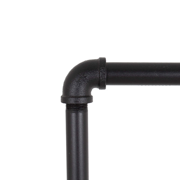 Industrial Pipe Rolling Clothing Rack with Wood Shelf