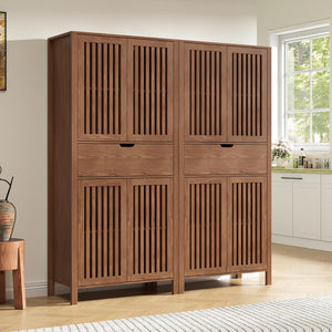 Farmhouse Storage Cabinet Set of 2 with Drawer & Adjustable Shelves