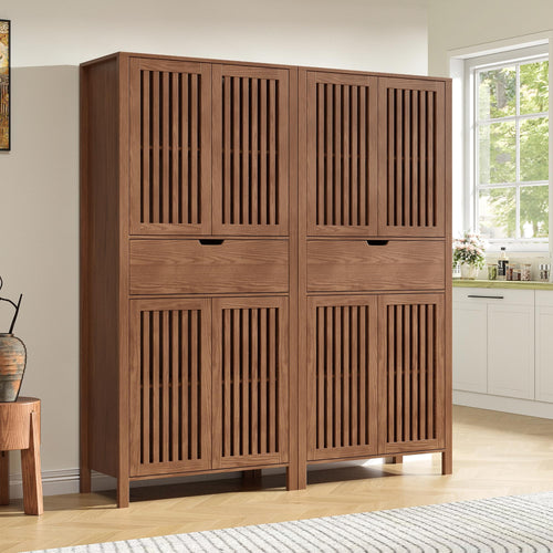Farmhouse Storage Cabinet Set of 2 with Drawer & Adjustable Shelves