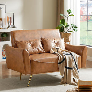 48" Faux Leather Loveseat Sofa – Mid-Century Modern 2-Seater