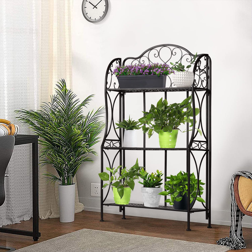 3-Tier Metal Baker's Rack with Microwave Stand & Storage Shelves