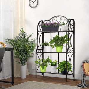 3-Tier Metal Baker's Rack with Microwave Stand & Storage Shelves