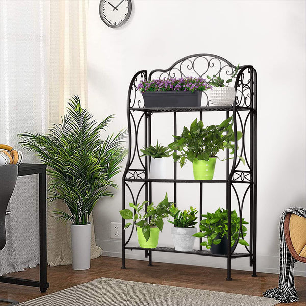 3-Tier Metal Baker's Rack with Microwave Stand & Storage Shelves