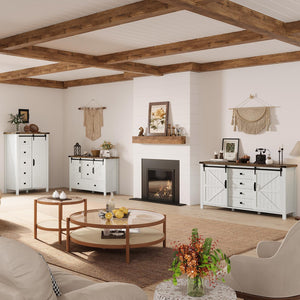 AMERLIFE 3PCS Farmhouse Bedroom Cabinet Set, Dresser Sets Include 47'' 4-Drawers, 60'' 4-Drawer and 5-Drawer Dresser, Distressed White