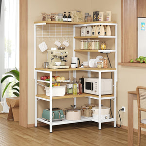 L-Shaped Baker's Rack with Power Outlet, 6-Tier