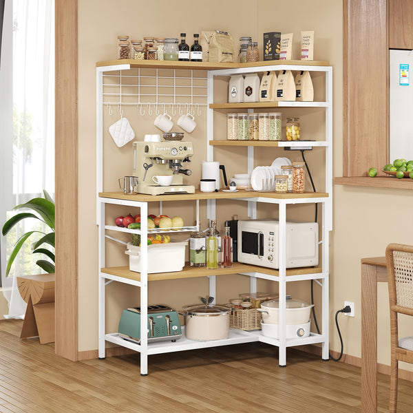 L-Shaped Baker's Rack with Power Outlet, 6-Tier