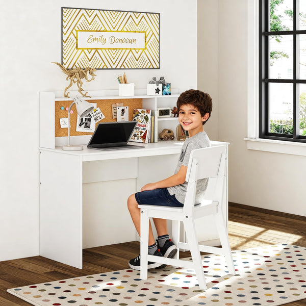 Kids Study Desk with Chair Set and Hutch